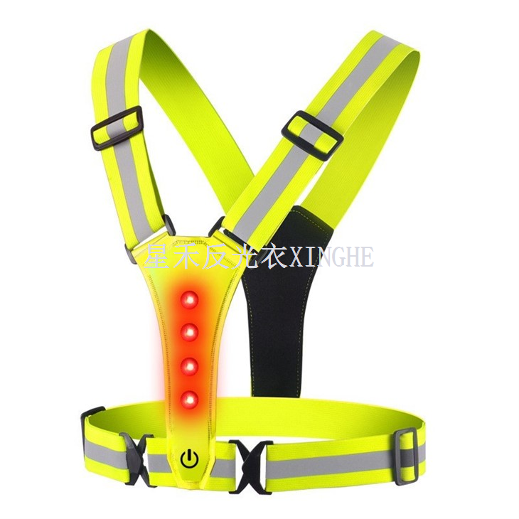 Gilet de course réfléchissant à LED, équipement de sécurité de course élastique réglable, lumière LED