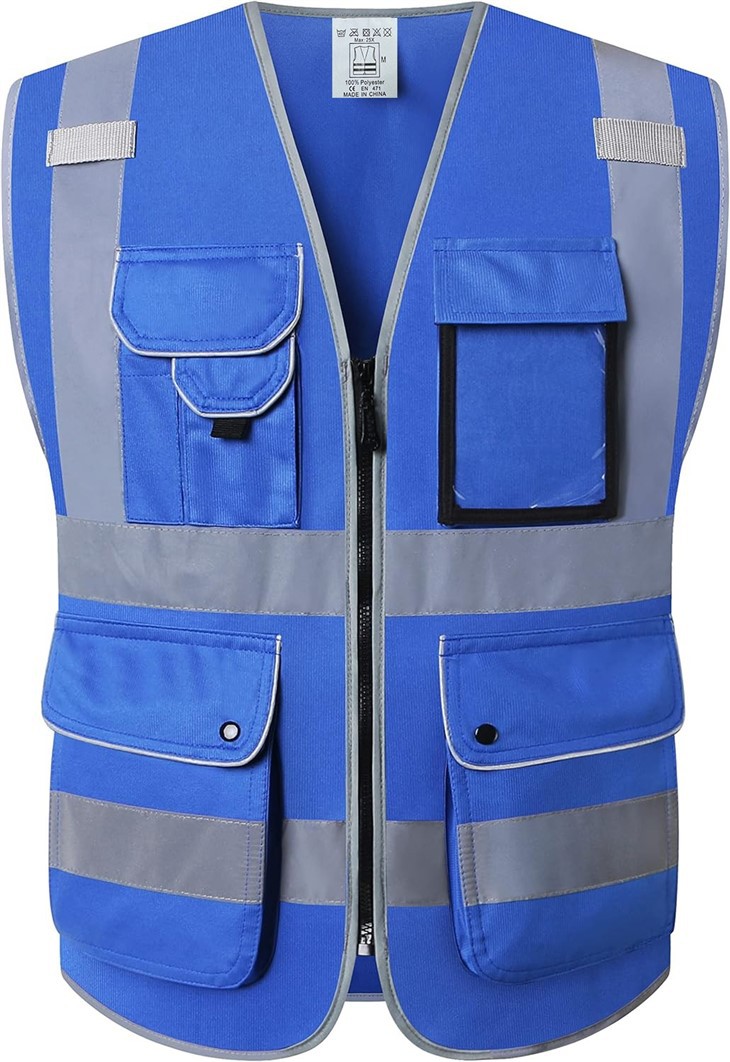 Gilet de sécurité bleu haute visibilité