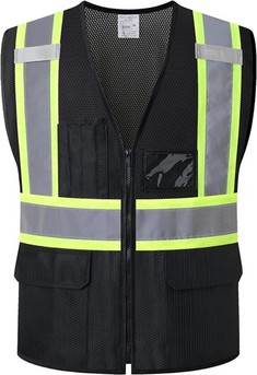 Gilet de sécurité d'ingénieur en maille noire