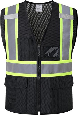 Gilet de sécurité d'ingénieur en maille noire